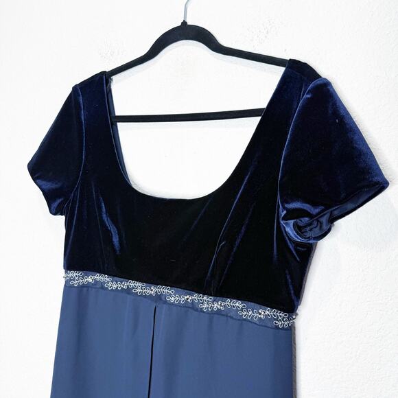 Vintage Michealangelo Coquette Velvet Empire Beaded Babydoll Maxi Gown Dress Y2K - Picture 2 of 10